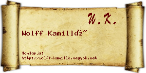 Wolff Kamilló névjegykártya